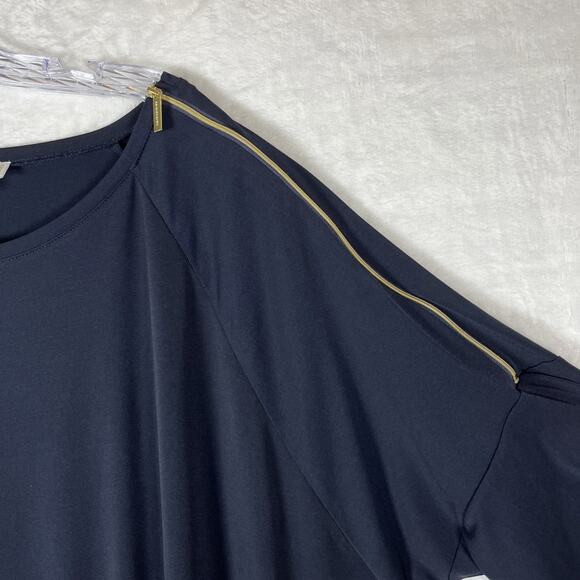 Michael Kors Women's Navy Blue Gold Zippered Scoop Neck Dress Sz XXL Plus 2XL - Picture 14 of 16